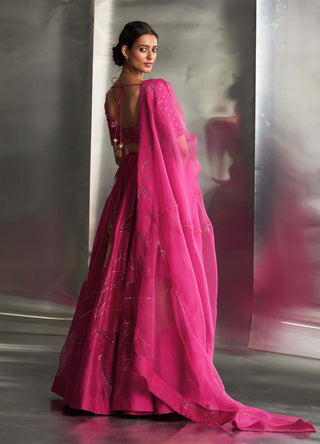 Pop pink embroidered lehenga set