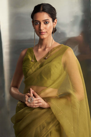 Berry green sari and blouse