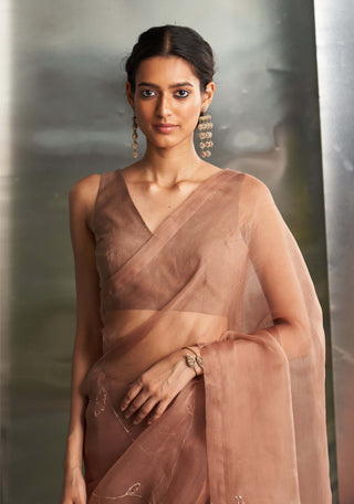 Ginger organza sari and blouse