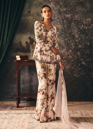 Arabella ivory printed jacket and pant set