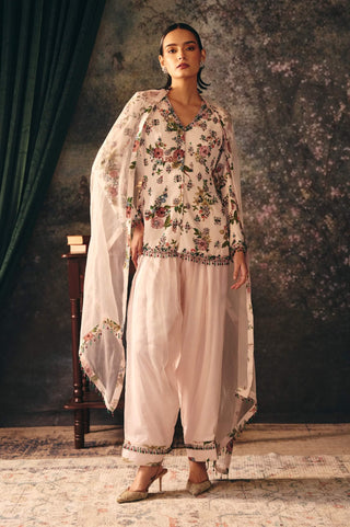Nyra ivory printed jacket and salwar set