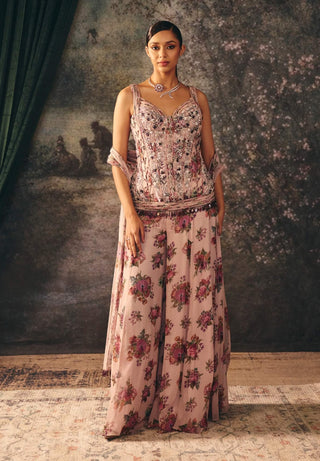 Fia orchid haze pink corset and sharara set