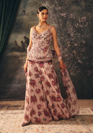 Fia orchid haze pink corset and sharara set