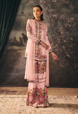 Silvara primrose pink printed jacket and palazzo set