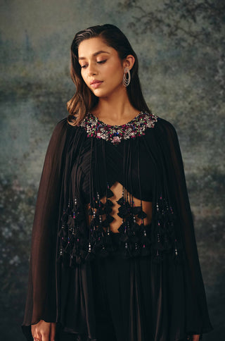 Plume black tassel top and palazzo