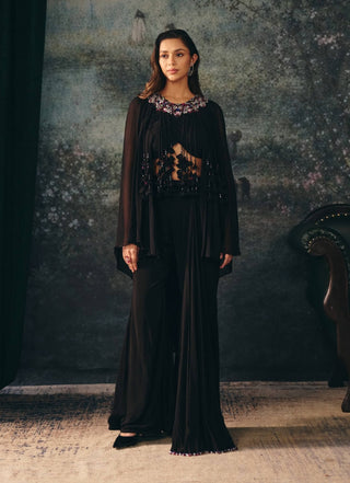 Plume black tassel top and palazzo