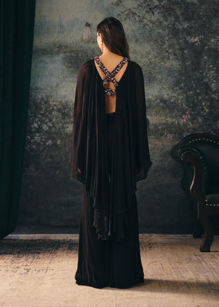Plume black tassel top and palazzo