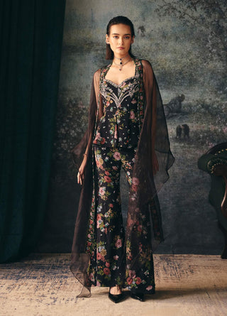 Sienna black peplum top and palazzo set