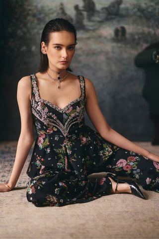 Sienna black peplum top and palazzo set