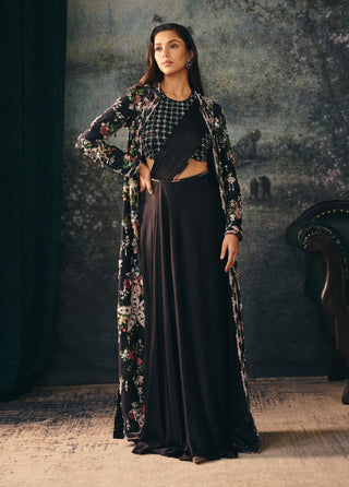 Anneliese black jacket, blouse and drape sari