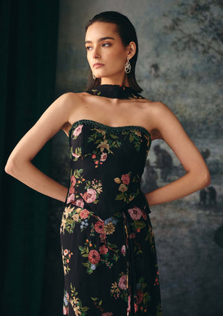 Mirabel black corset and drape skirt with stole