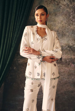 Nyssa snow white jacket and palazzo set