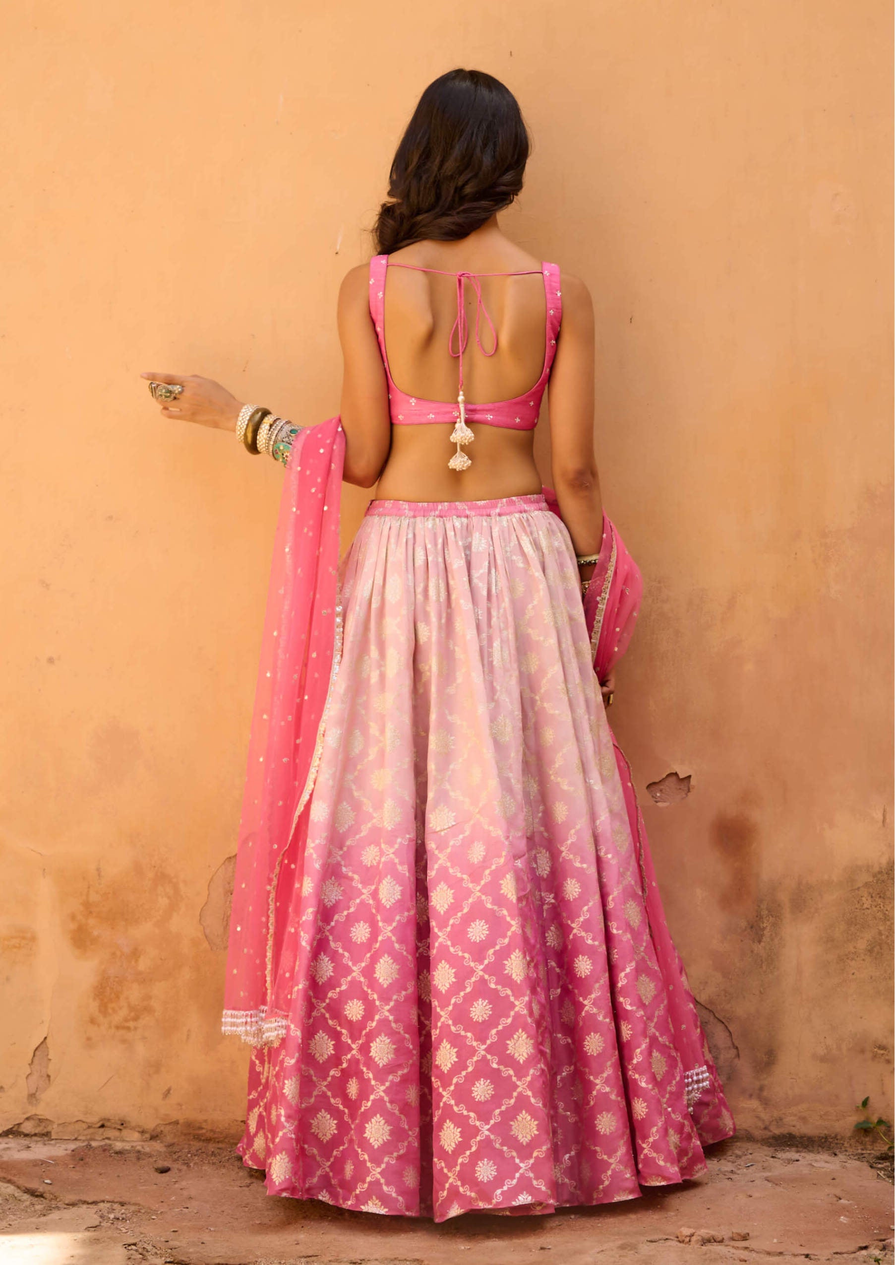 Chamee And Palak Melody Mauve Pink Ombre Lehenga Set
