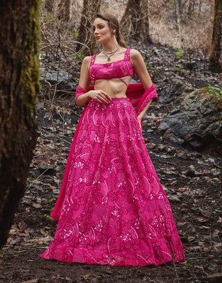 Electric fuchsia lehenga set