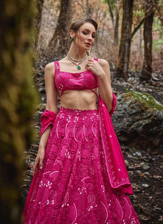 Electric fuchsia lehenga set