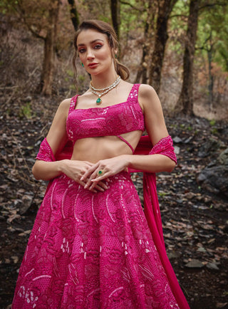 Electric fuchsia lehenga set