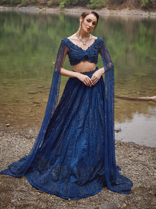 Sapphire midnight blue lehenga and blouse