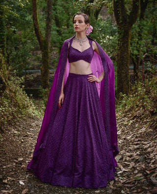 Iris bloom purple lehenga set