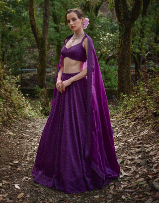 Iris bloom purple lehenga set