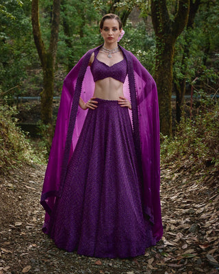 Iris bloom purple lehenga set