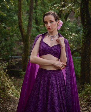 Iris bloom purple lehenga set