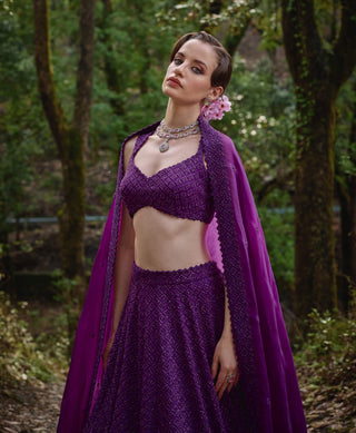 Iris bloom purple lehenga set