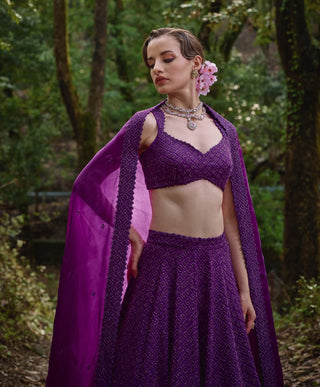 Iris bloom purple lehenga set
