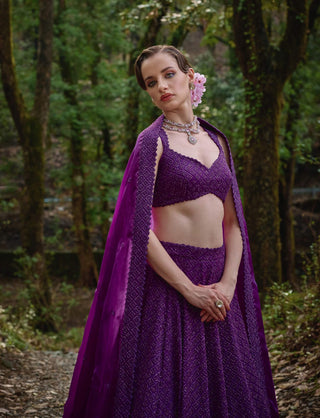 Iris bloom purple lehenga set
