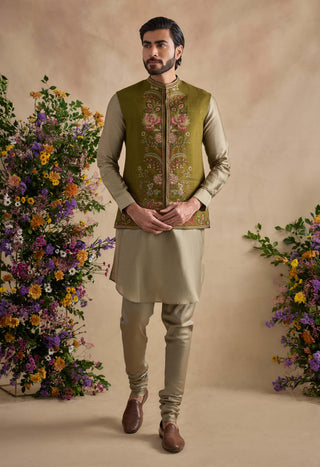 Ishvik mehendi green bundi and kurta set