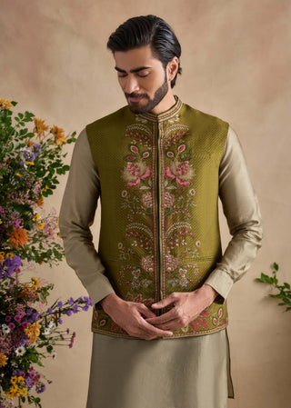Ishvik mehendi green bundi and kurta set