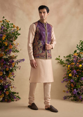 Saransh beige and purple bandi set