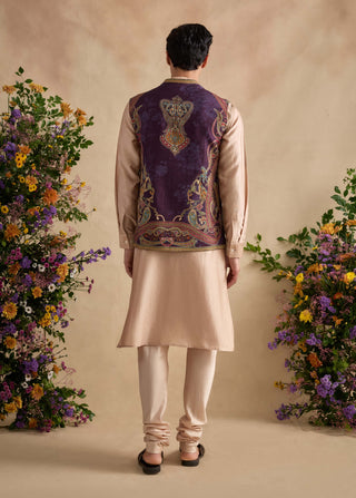 Saransh beige and purple bandi set