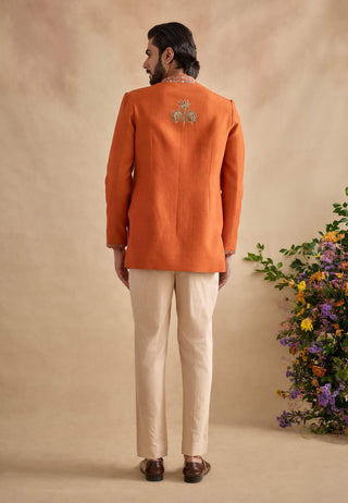 Zunaid orange bandhgala jacket set