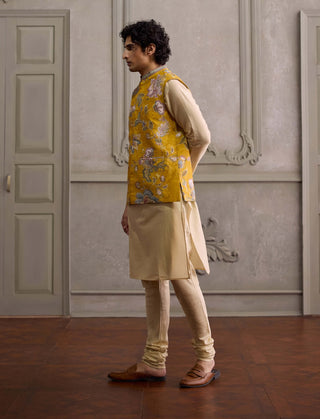 Zivansh amber and beige bandi and kurta set