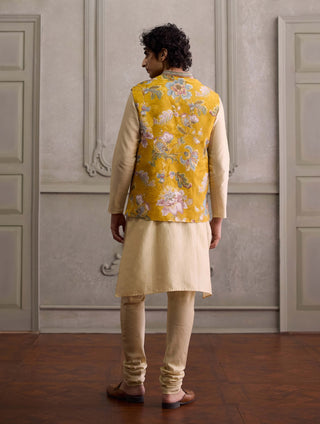 Zivansh amber and beige bandi and kurta set