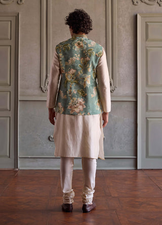 Zivansh aqua and off-white bandi kurta set