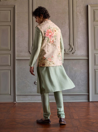 Ronak beige and aqua bandi kurta set