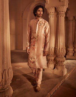 Abeer Blush Pink Kurta And Churidaar by Kalista Men, available on Indiaspopup.com