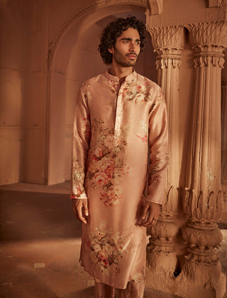 Abeer Blush Pink Kurta And Churidaar by Kalista Men, available on Indiaspopup.com