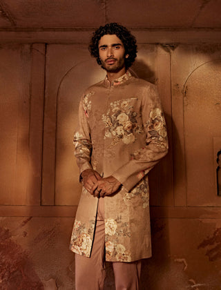 Kairav Brown Sherwani And Pants by Kalista Men, available on Indiaspopup.com