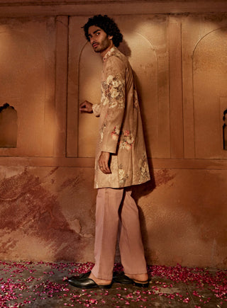 Kairav Brown Sherwani And Pants by Kalista Men, available on Indiaspopup.com