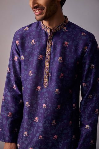 Mihir Midnight Blue Kurta And Pants by Kalista Men available on Indiaspopup.com