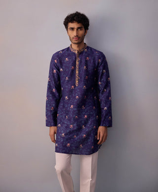 Mihir Midnight Blue Kurta And Pants by Kalista Men available on Indiaspopup.com