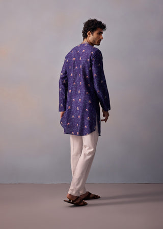 Mihir Midnight Blue Kurta And Pants by Kalista Men available on Indiaspopup.com