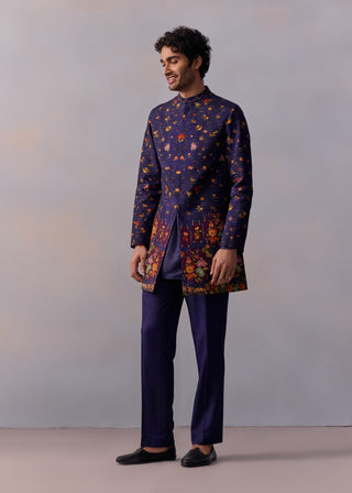 Rehyan Midnight Purple Achkan Jacket Set by Kalista Men available on Indiaspopup.com