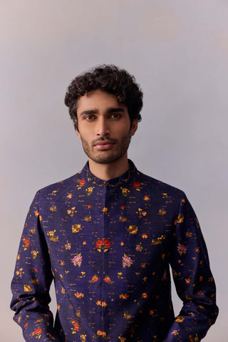 Rehyan Midnight Purple Achkan Jacket Set by Kalista Men available on Indiaspopup.com