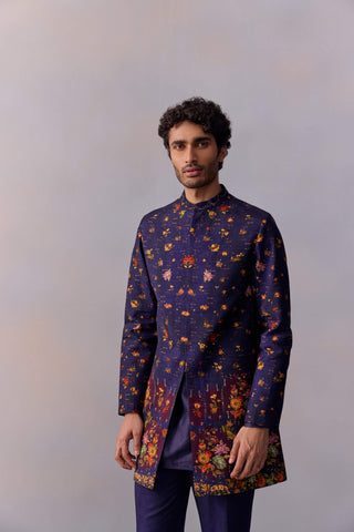 Rehyan Midnight Purple Achkan Jacket Set by Kalista Men available on Indiaspopup.com