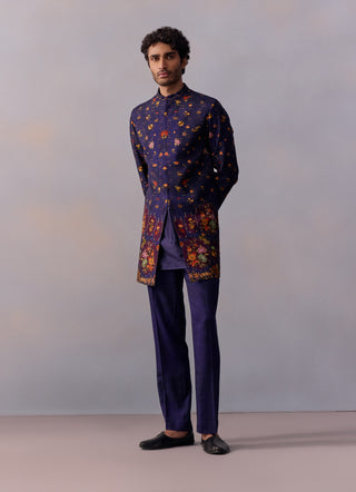 Rehyan Midnight Purple Achkan Jacket Set by Kalista Men available on Indiaspopup.com