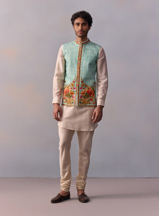 Tahir Blue Kurta And Bundi Set by Kalista Men available on Indiaspopup.com