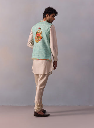 Tahir Blue Kurta And Bundi Set by Kalista Men available on Indiaspopup.com